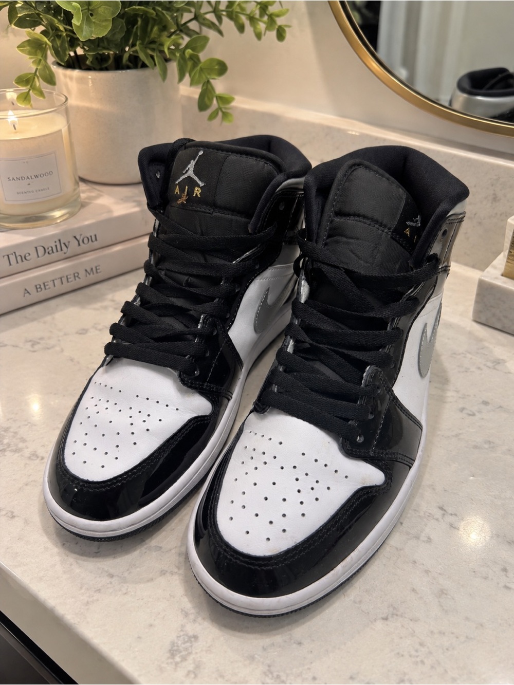 Jordan High-Top Sneakers in Black and White